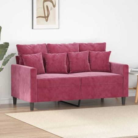 vidaXL Sofá de 2 plazas de terciopelo rojo tinto 120 cm