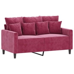 vidaXL Sofá de 2 plazas de terciopelo rojo tinto 120 cm