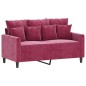 vidaXL Sofá de 2 plazas de terciopelo rojo tinto 120 cm vidaXL Sofá de 2 plazas de terciopelo rojo tinto 120 cm