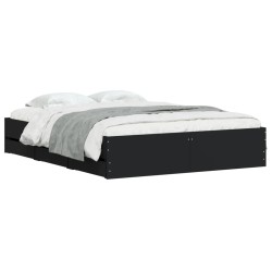 vidaXL Cama con cajones madera de ingeniería negro 140x200 cm