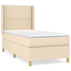 vidaXL Cama box spring con colchón tela color crema 90x190 cm