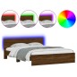 vidaXL Estructura de cama cabecero y luces LED marrón roble 160x200 cm vidaXL Estructura de cama cabecero y luces LED marrón roble 160x200 cm