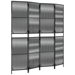 vidaXL Biombo de 4 paneles ratán sintético negro