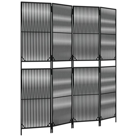 vidaXL Biombo de 4 paneles ratán sintético negro