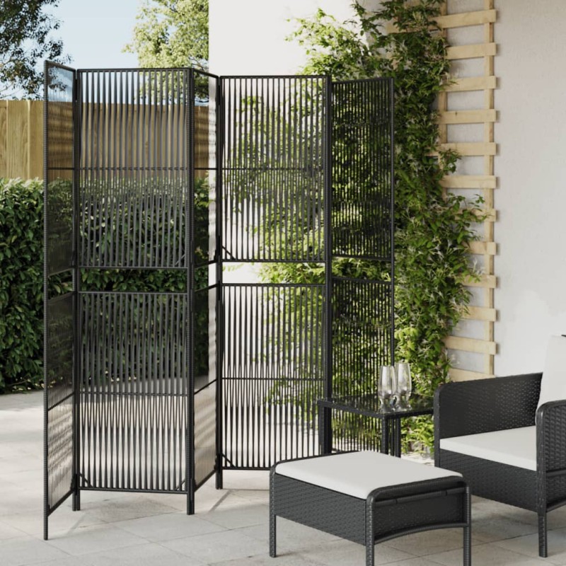 vidaXL Biombo de 6 paneles ratán sintético negro vidaXL Biombo de 6 paneles ratán sintético negro
