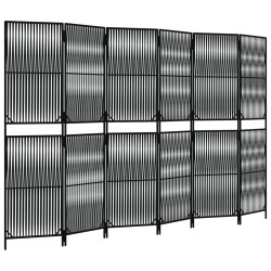 vidaXL Biombo de 6 paneles ratán sintético negro