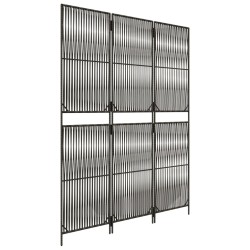 vidaXL Biombo de 3 paneles ratán sintético gris