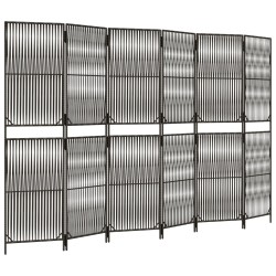 vidaXL Biombo de 6 paneles ratán sintético gris