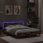 vidaXL Estructura de cama cabecero y luces LED roble ahumado 140x190cm vidaXL Estructura de cama cabecero y luces LED roble ahumado 140x190cm