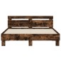 vidaXL Estructura de cama cabecero y luces LED roble ahumado 140x190cm vidaXL Estructura de cama cabecero y luces LED roble ahumado 140x190cm