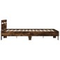 vidaXL Estructura de cama cabecero y luces LED roble ahumado 140x190cm vidaXL Estructura de cama cabecero y luces LED roble ahumado 140x190cm
