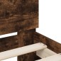 vidaXL Estructura de cama cabecero y luces LED roble ahumado 140x190cm vidaXL Estructura de cama cabecero y luces LED roble ahumado 140x190cm