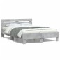 vidaXL Estructura de cama cabecero y luces LED gris hormigón 135x190cm vidaXL Estructura de cama cabecero y luces LED gris hormigón 135x190cm