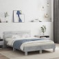vidaXL Estructura de cama cabecero y luces LED gris hormigón 135x190cm vidaXL Estructura de cama cabecero y luces LED gris hormigón 135x190cm