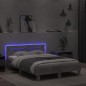 vidaXL Estructura de cama cabecero y luces LED gris hormigón 135x190cm vidaXL Estructura de cama cabecero y luces LED gris hormigón 135x190cm