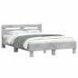 vidaXL Estructura de cama cabecero y luces LED gris hormigón 135x190cm vidaXL Estructura de cama cabecero y luces LED gris hormigón 135x190cm