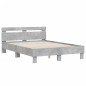 vidaXL Estructura de cama cabecero y luces LED gris hormigón 135x190cm vidaXL Estructura de cama cabecero y luces LED gris hormigón 135x190cm