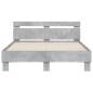 vidaXL Estructura de cama cabecero y luces LED gris hormigón 135x190cm vidaXL Estructura de cama cabecero y luces LED gris hormigón 135x190cm