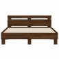 vidaXL Estructura de cama cabecero y luces LED marrón roble 140x190 cm