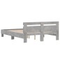 vidaXL Cama con cabecero madera de ingeniería gris hormigón 150x200 cm