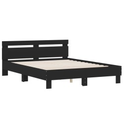 vidaXL Estructura cama con cabecero madera ingeniería negro 140x200 cm