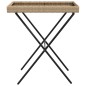 vidaXL Mesa con bandeja plegable ratán sintético beige 65x40x75 cm vidaXL Mesa con bandeja plegable ratán sintético beige 65x40x75 cm