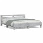 vidaXL Cama con cabecero madera de ingeniería gris hormigón 180x200 cm vidaXL Cama con cabecero madera de ingeniería gris hormigón 180x200 cm