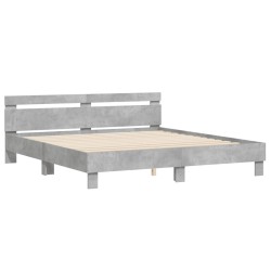 vidaXL Cama con cabecero madera de ingeniería gris hormigón 180x200 cm