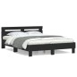 vidaXL Estructura cama con cabecero madera ingeniería negro 150x200 cm vidaXL Estructura cama con cabecero madera ingeniería negro 150x200 cm
