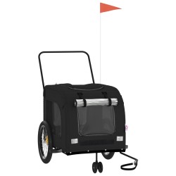 vidaXL Remolque de bicicleta mascotas hierro tela Oxford negro
