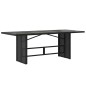 vidaXL Mesa de jardín superficie de vidrio ratán PE negro 190x80x74 cm vidaXL Mesa de jardín superficie de vidrio ratán PE negro 190x80x74 cm