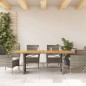 vidaXL Mesa de jardín superficie de madera ratán PE gris 190x80x74 cm vidaXL Mesa de jardín superficie de madera ratán PE gris 190x80x74 cm