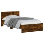 vidaXL Estructura de cama cabecero luces LED roble ahumado 100x200 cm vidaXL Estructura de cama cabecero luces LED roble ahumado 100x200 cm
