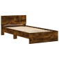 vidaXL Estructura de cama cabecero luces LED roble ahumado 100x200 cm vidaXL Estructura de cama cabecero luces LED roble ahumado 100x200 cm