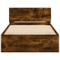 vidaXL Estructura de cama cabecero luces LED roble ahumado 100x200 cm vidaXL Estructura de cama cabecero luces LED roble ahumado 100x200 cm