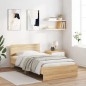 vidaXL Estructura de cama cabecero luces LED roble Sonoma 100x200 cm vidaXL Estructura de cama cabecero luces LED roble Sonoma 100x200 cm