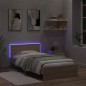 vidaXL Estructura de cama cabecero luces LED roble Sonoma 100x200 cm vidaXL Estructura de cama cabecero luces LED roble Sonoma 100x200 cm