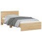 vidaXL Estructura de cama cabecero luces LED roble Sonoma 100x200 cm vidaXL Estructura de cama cabecero luces LED roble Sonoma 100x200 cm