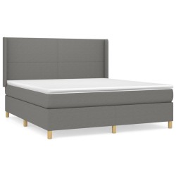 vidaXL Cama box spring con colchón tela gris oscuro 180x200 cm