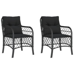 vidaXL Sillones de jardín con cojines 2 uds ratán sintético negro