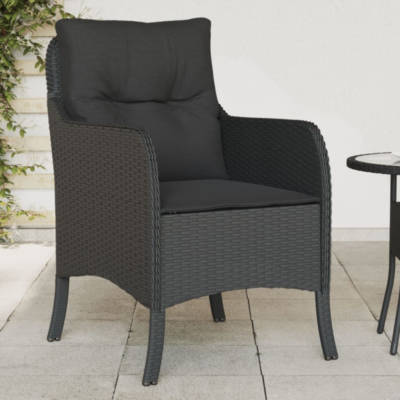 vidaXL Sillones de jardín con cojines 2 uds ratán sintético negro vidaXL Sillones de jardín con cojines 2 uds ratán sintético negro