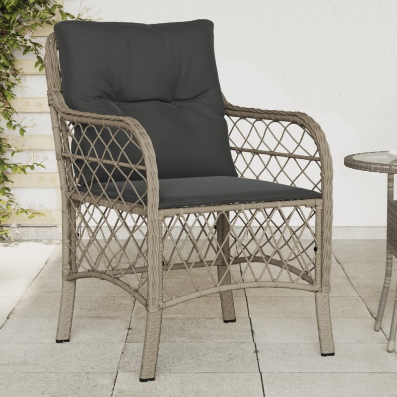 vidaXL Sillones de jardín con cojines 2 uds ratán sintético gris vidaXL Sillones de jardín con cojines 2 uds ratán sintético gris