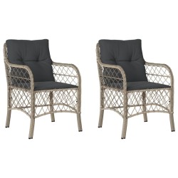 vidaXL Sillones de jardín con cojines 2 uds ratán sintético gris