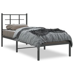 vidaXL Estructura de cama con cabecero metal negro 75x190 cm