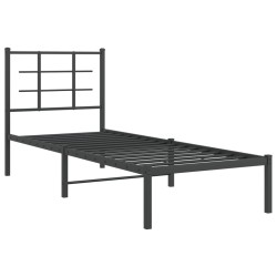 vidaXL Estructura de cama con cabecero metal negro 75x190 cm