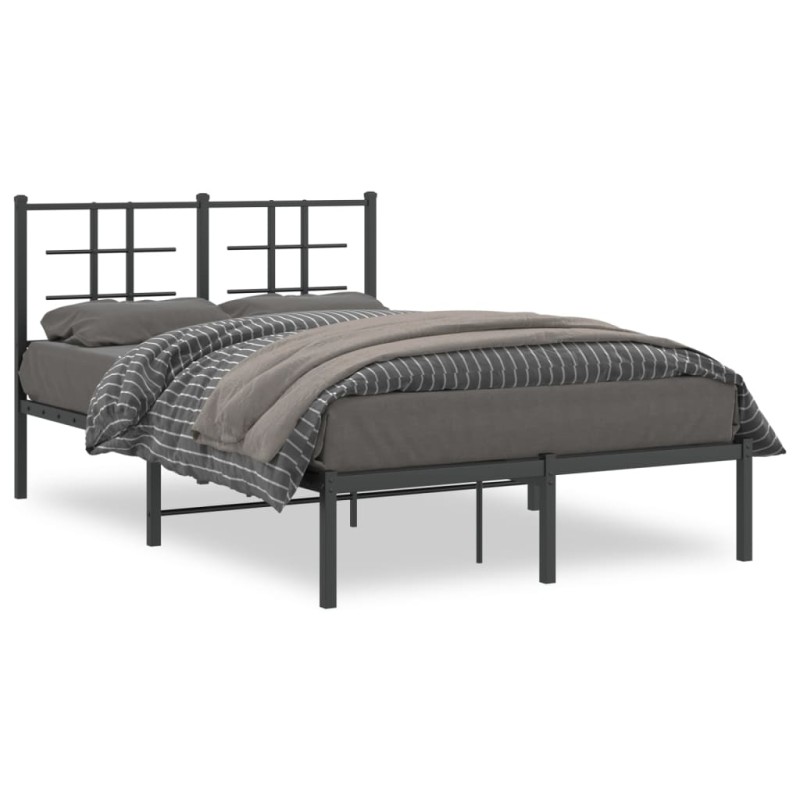 vidaXL Estructura de cama con cabecero metal negro 120x190 cm vidaXL Estructura de cama con cabecero metal negro 120x190 cm