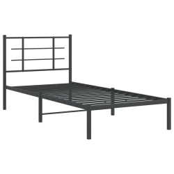 vidaXL Estructura de cama con cabecero metal negro 90x190 cm