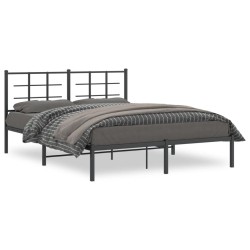 vidaXL Estructura de cama con cabecero metal negro 160x200 cm