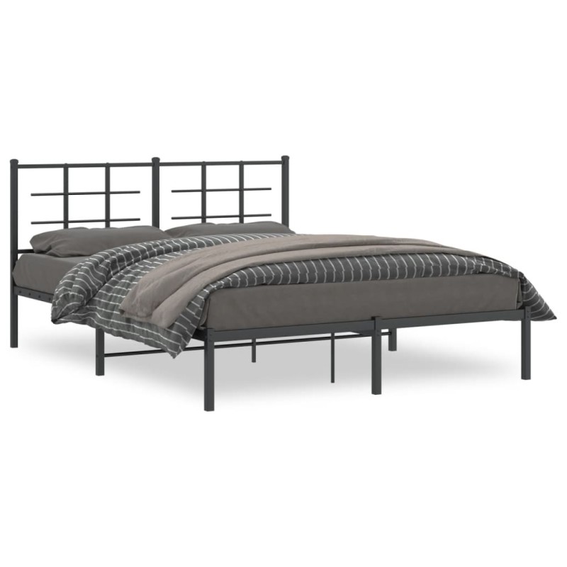 vidaXL Estructura de cama con cabecero metal negro 160x200 cm vidaXL Estructura de cama con cabecero metal negro 160x200 cm