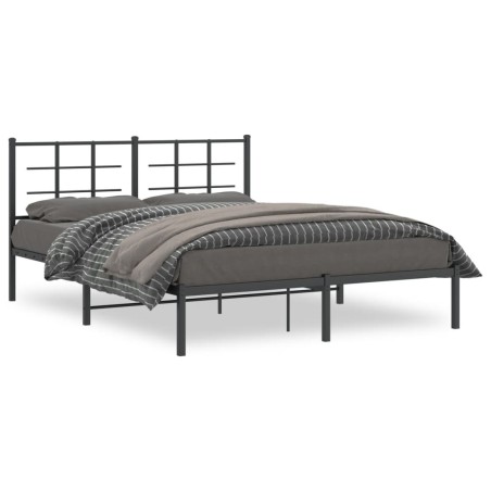 vidaXL Estructura de cama con cabecero metal negro 160x200 cm